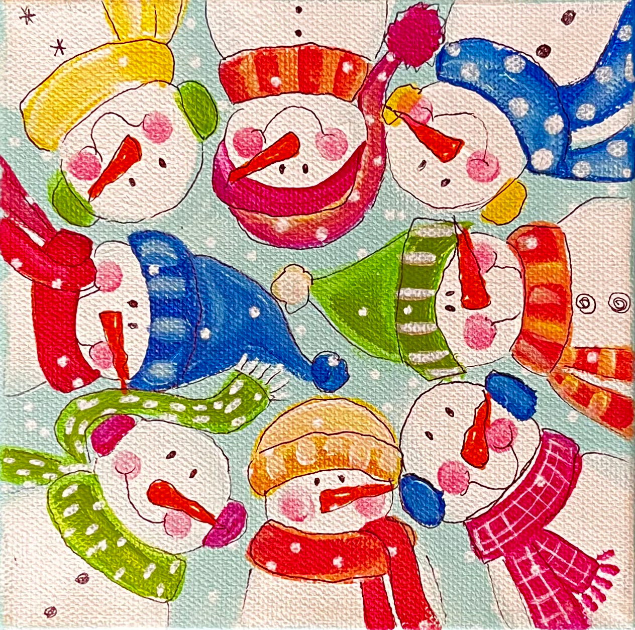 Friendly Snowmen 6 x 6