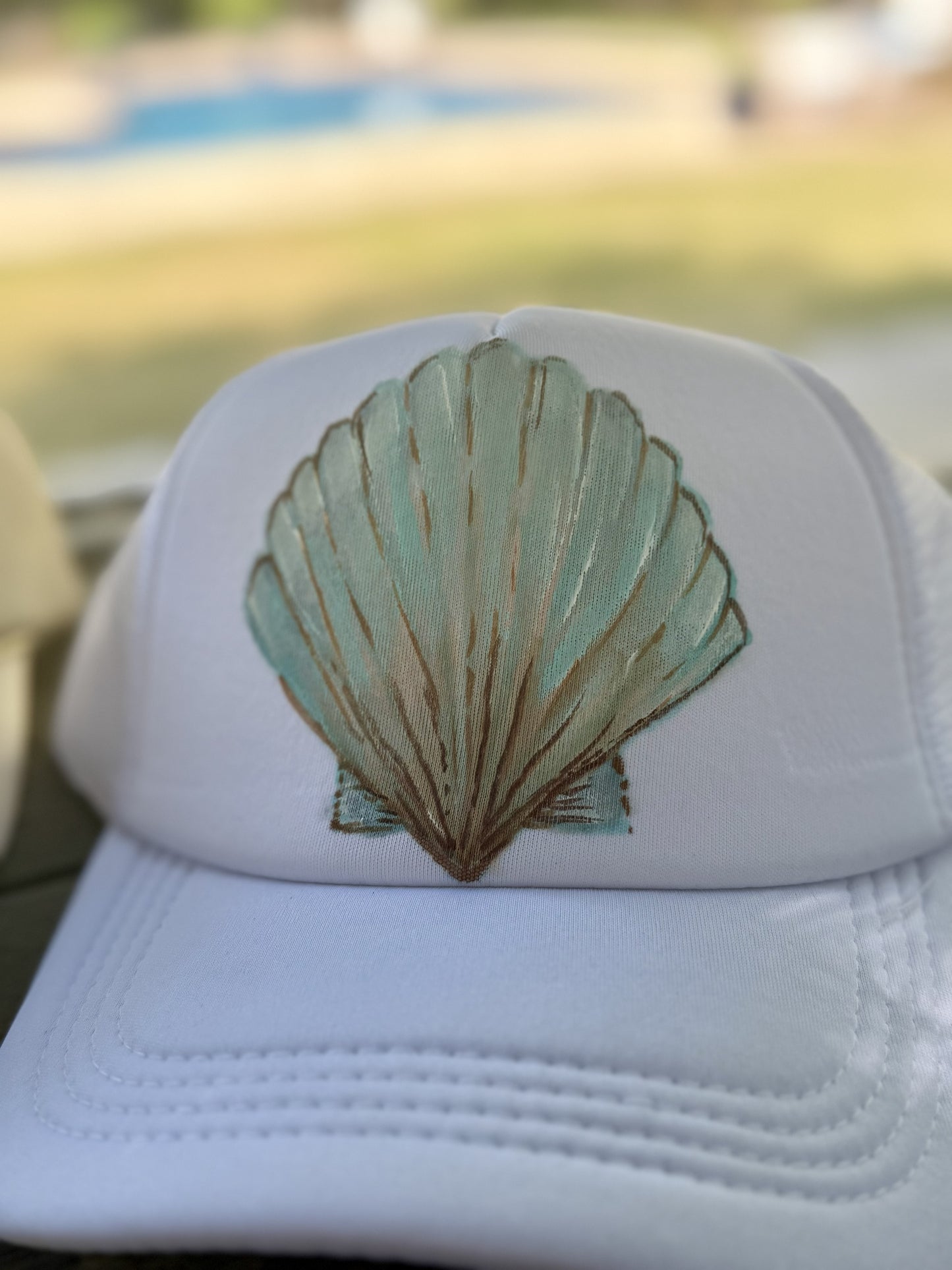 Hand-Painted Scallop Shell Trucker Hats