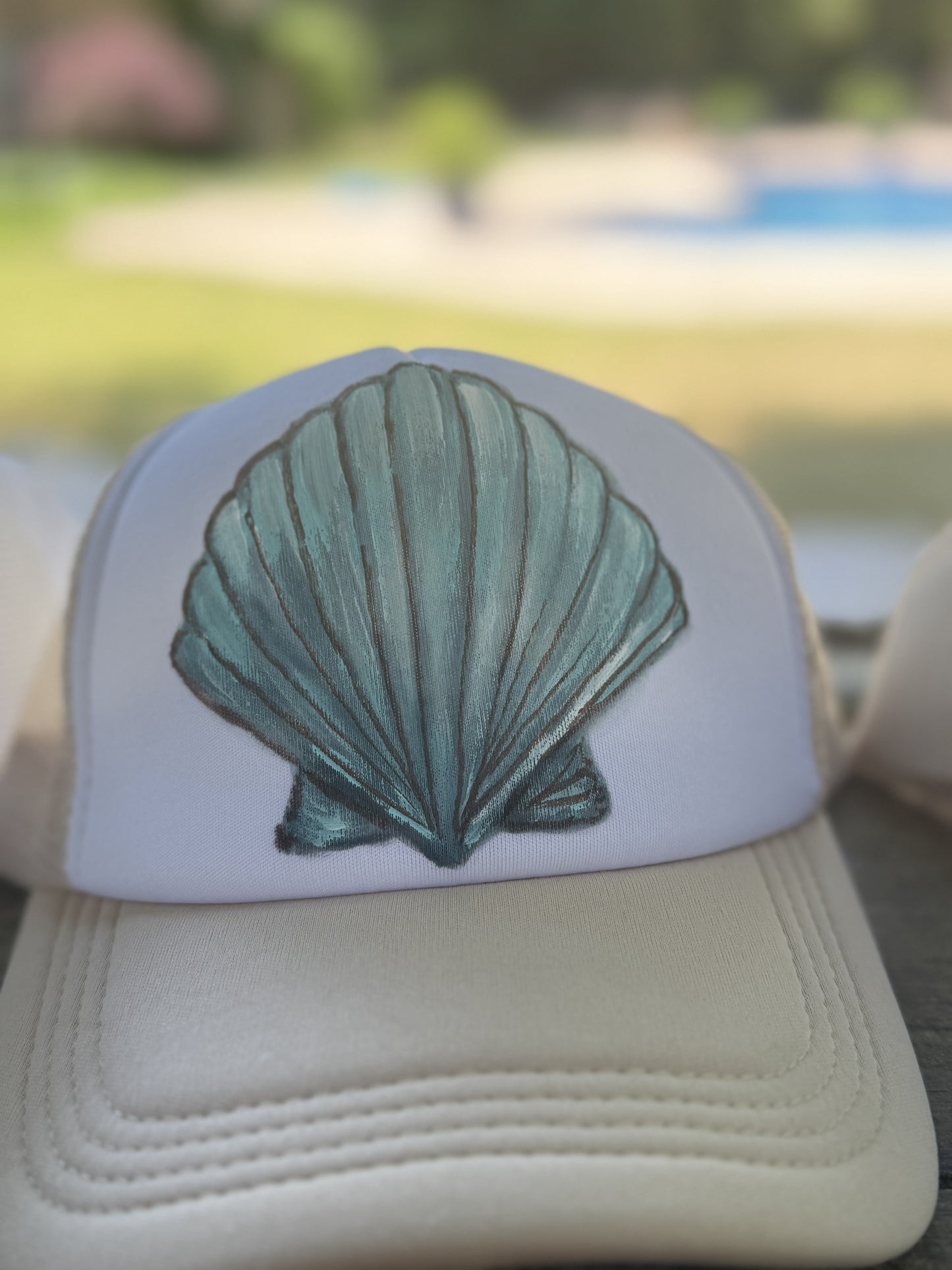 Hand-Painted Scallop Shell Trucker Hats