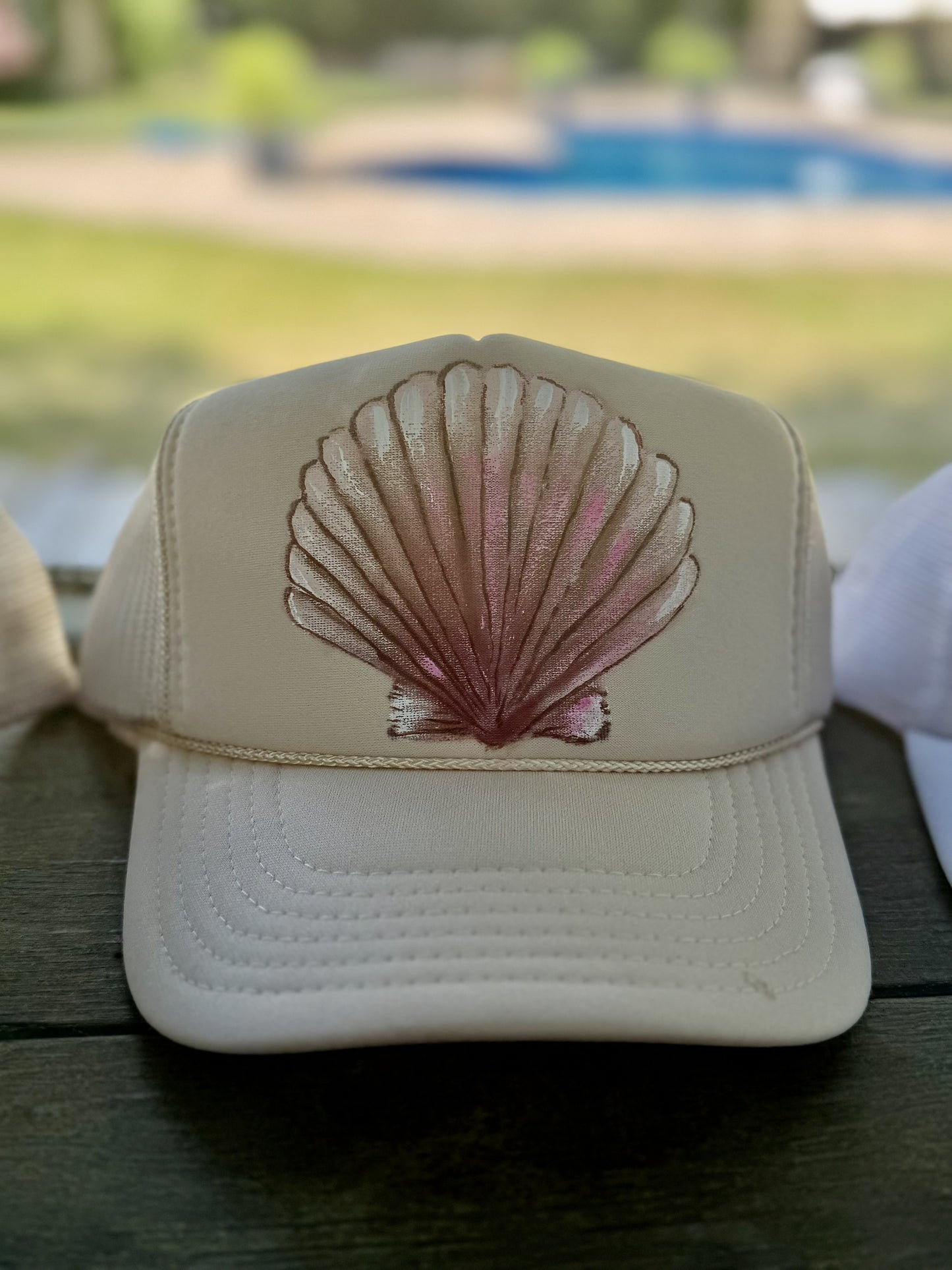 Hand-Painted Scallop Shell Trucker Hats